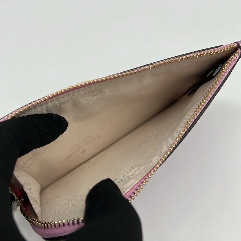 Kate Spade Lucy Metallic Small L-zip Wristlet Quartz Pink